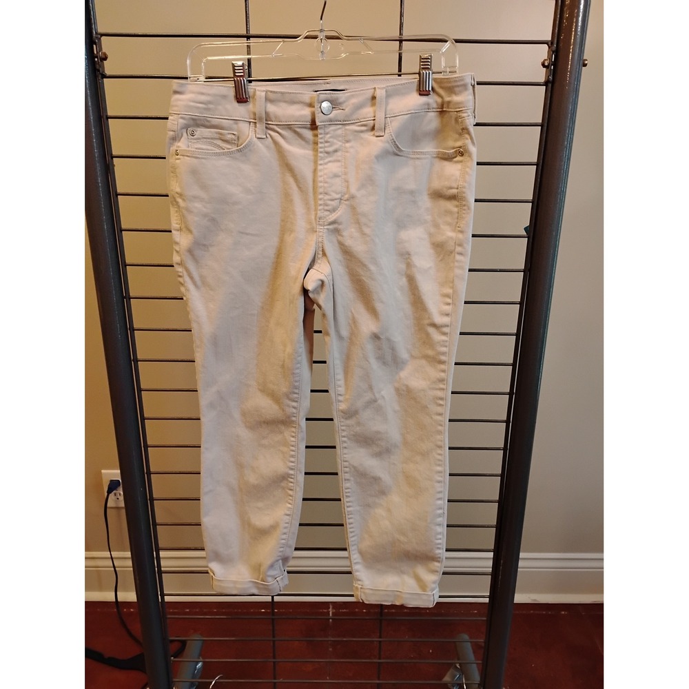 NYDJ Rachel Roll Cuff Ankle Jeans Beige Tan Lift Tuck Pants 8P